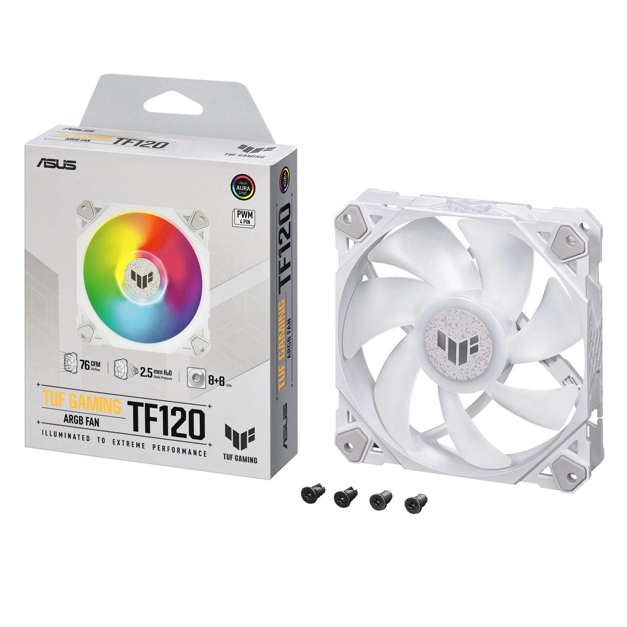 ASUS TUF GAMING TF120 ARGB WHITE EDITION Computergehäuse Ventilator 12 cm Weiß 1 Stück(e) – Bild 6