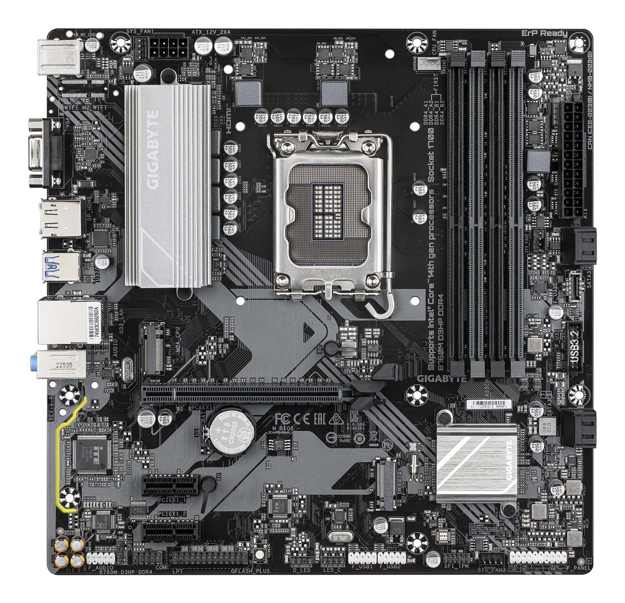 GIGABYTE B760M D3HP DDR4 Motherboard - Unterstützt Intel Core 14. Generation CPUs, 4+1+1 Phasen Digital VRM, bis zu 5333MHz DDR4 (OC), 2xPCIe 4.0 M.2, GbE LAN, USB 3.2 Gen1 – Bild 2