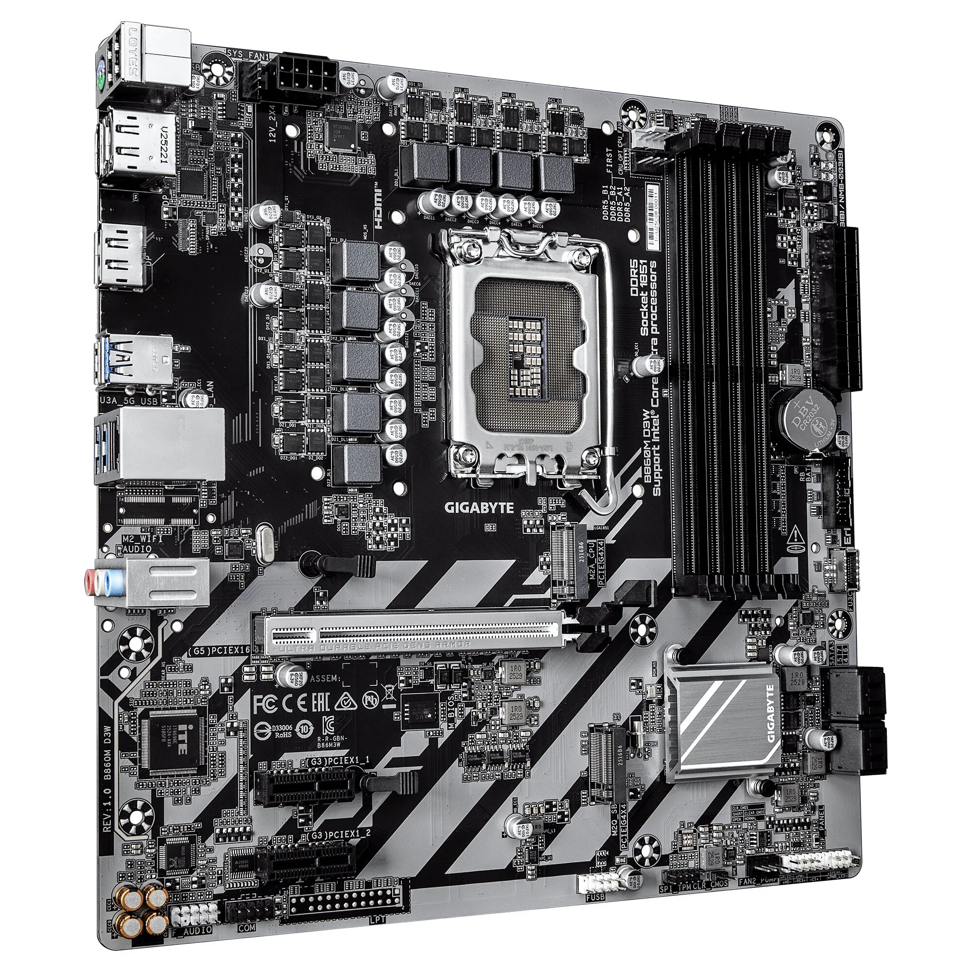 GIGABYTE B860M D3W Mainboard – Intel Core Ultra Series CPUs, 4+1+2-Phasen-VRM, bis zu 9066 MHz DDR5, 2× PCIe 4.0 M.2 – Bild 3