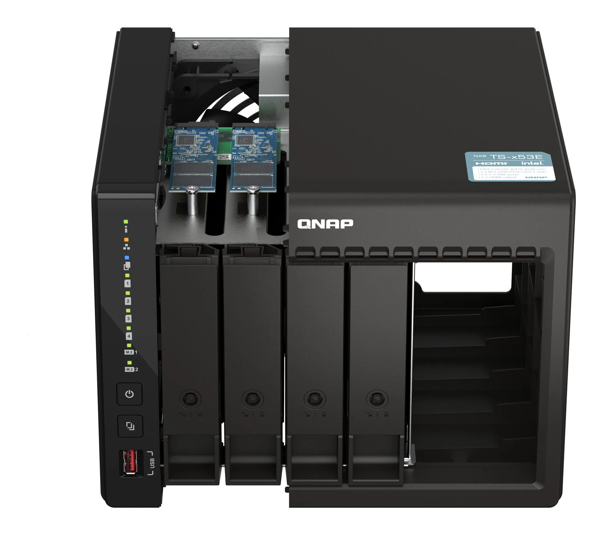 QNAP TS-453E NAS Tower Intel® Celeron® J6412 8 GB 0 TB QNAP QTS Schwarz – Bild 2