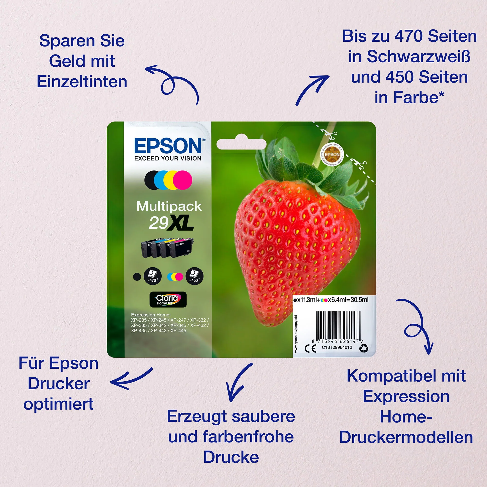Epson Strawberry Multipack 4-colours 29XL Claria Home Ink – Bild 1