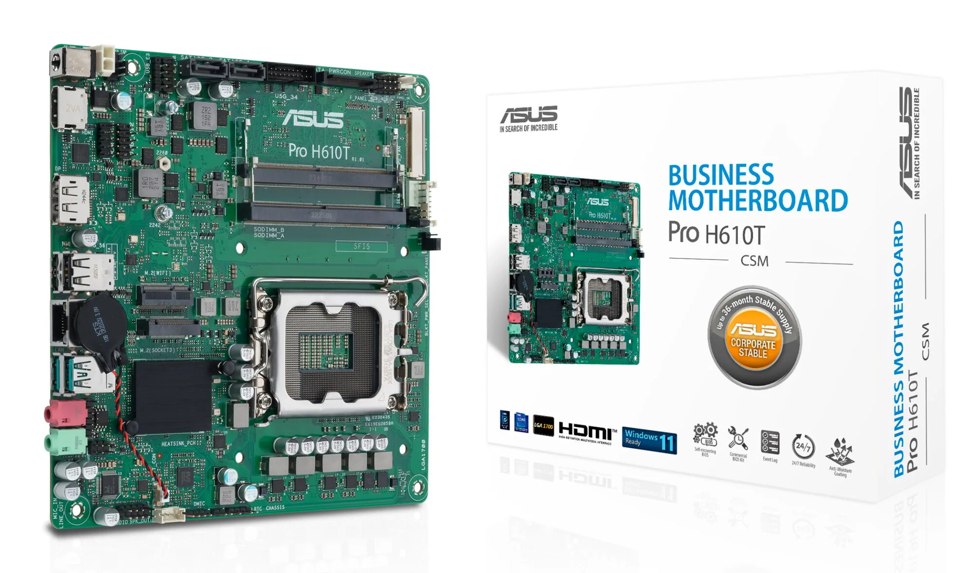 ASUS PRO H610T-CSM Intel H610 LGA 1700 Thin Mini ITX – Bild 1