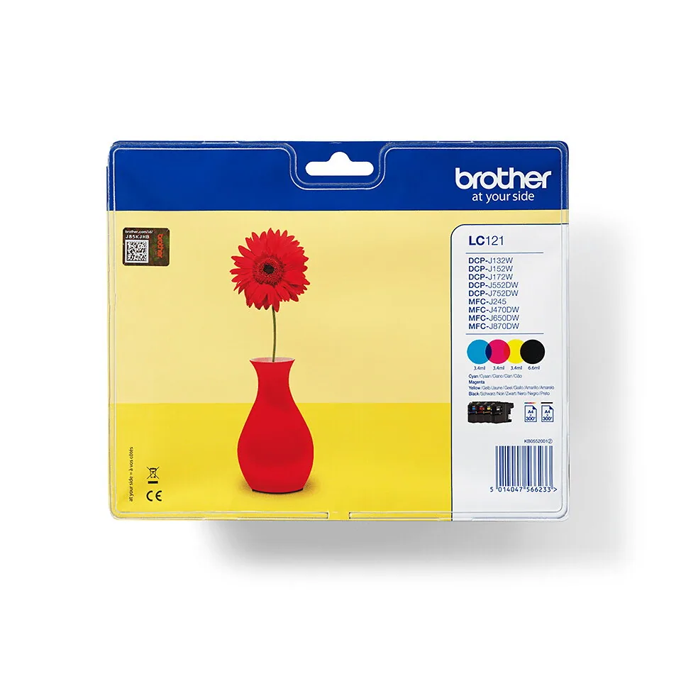 Brother LC121VALBP Druckerpatrone 4 Stück(e) Original Schwarz, Cyan, Magenta, Gelb – Bild 1