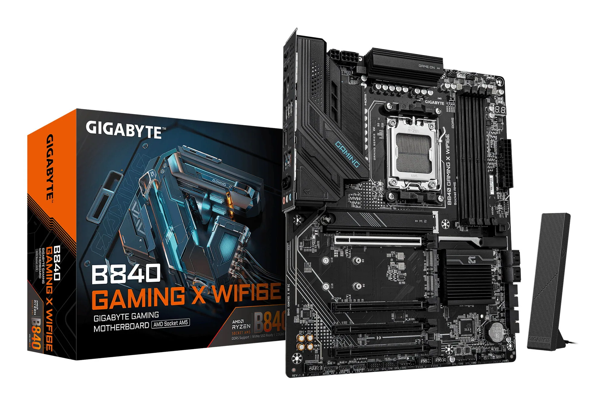 GIGABYTE B840 GAMING X WIFI6E Mainboard - AMD Ryzen 9000 Prozessoren, 12+2+2 Phasen VRM, bis zu 7600MHz DDR5(O.C), 2xPCIe 4.0 + 1xPCIe 3.0 M.2, Wi-Fi 6E, 2.5GbE LAN, USB 3.2 Gen 2 – Bild 1